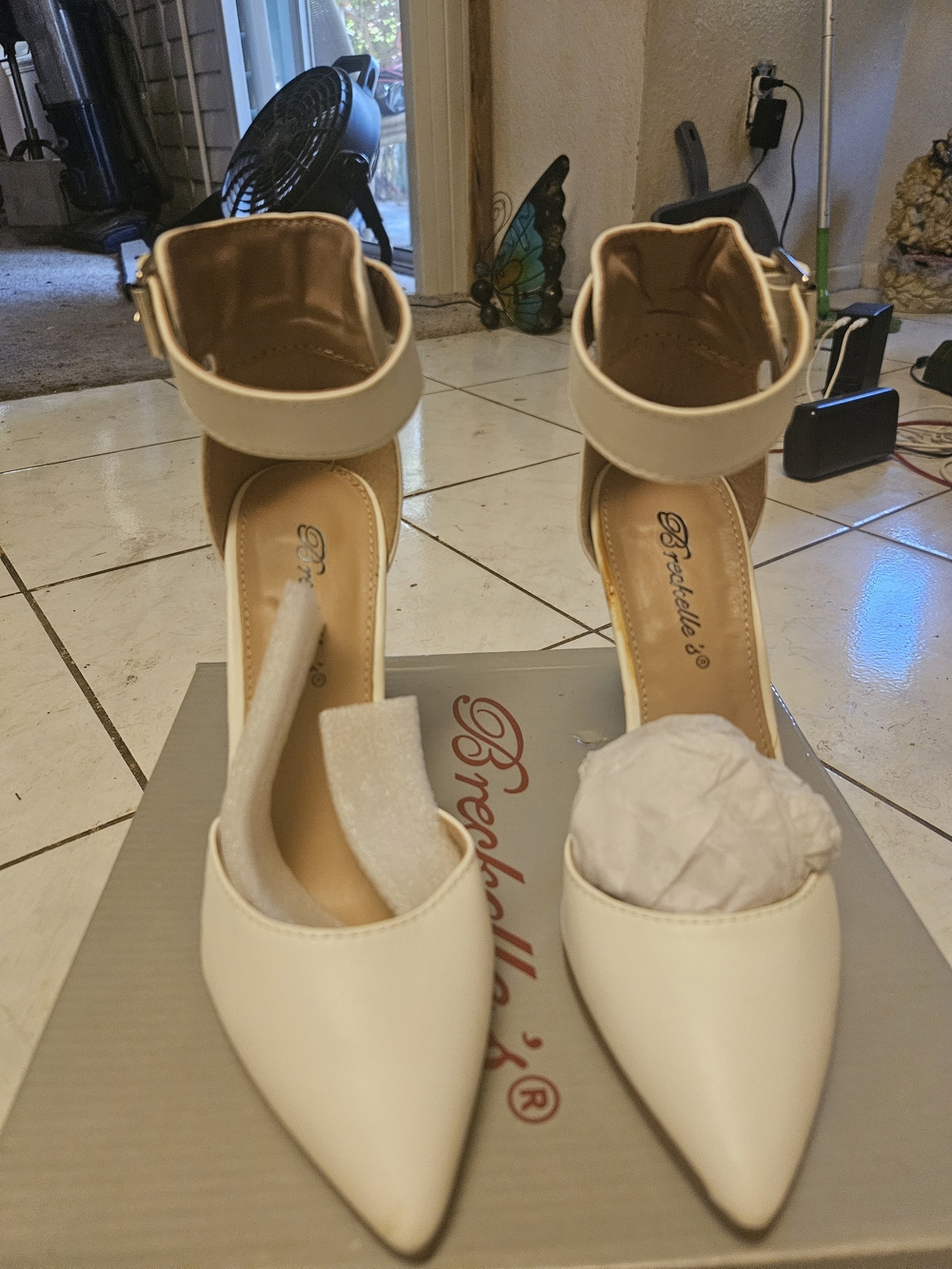 Audrey Brooke Ivory Pointed-Toe Ankle-Strap Pumps